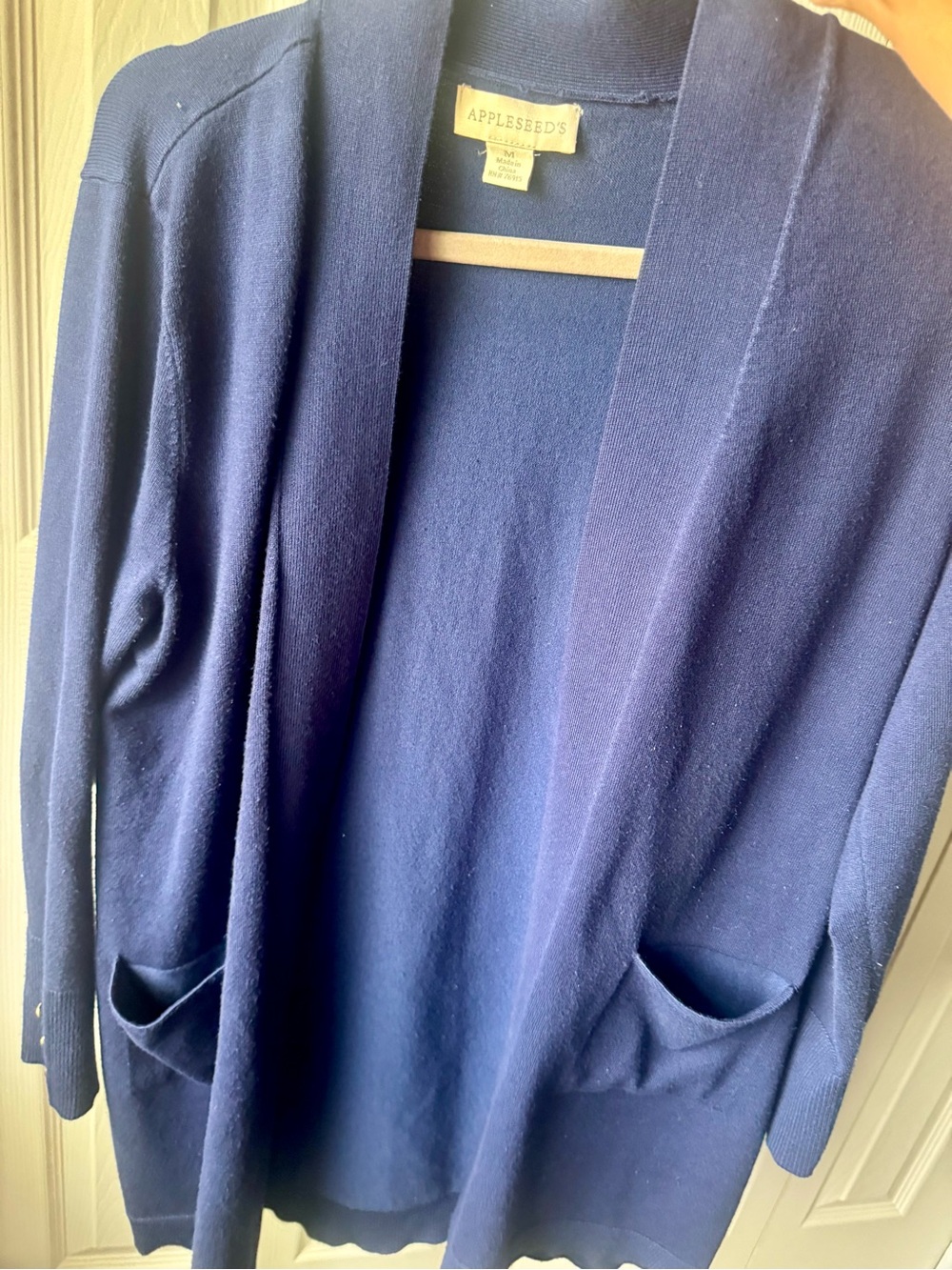 Appleseed's Navy Open-Front Cardigan with Pockets - Picture 7 of 7